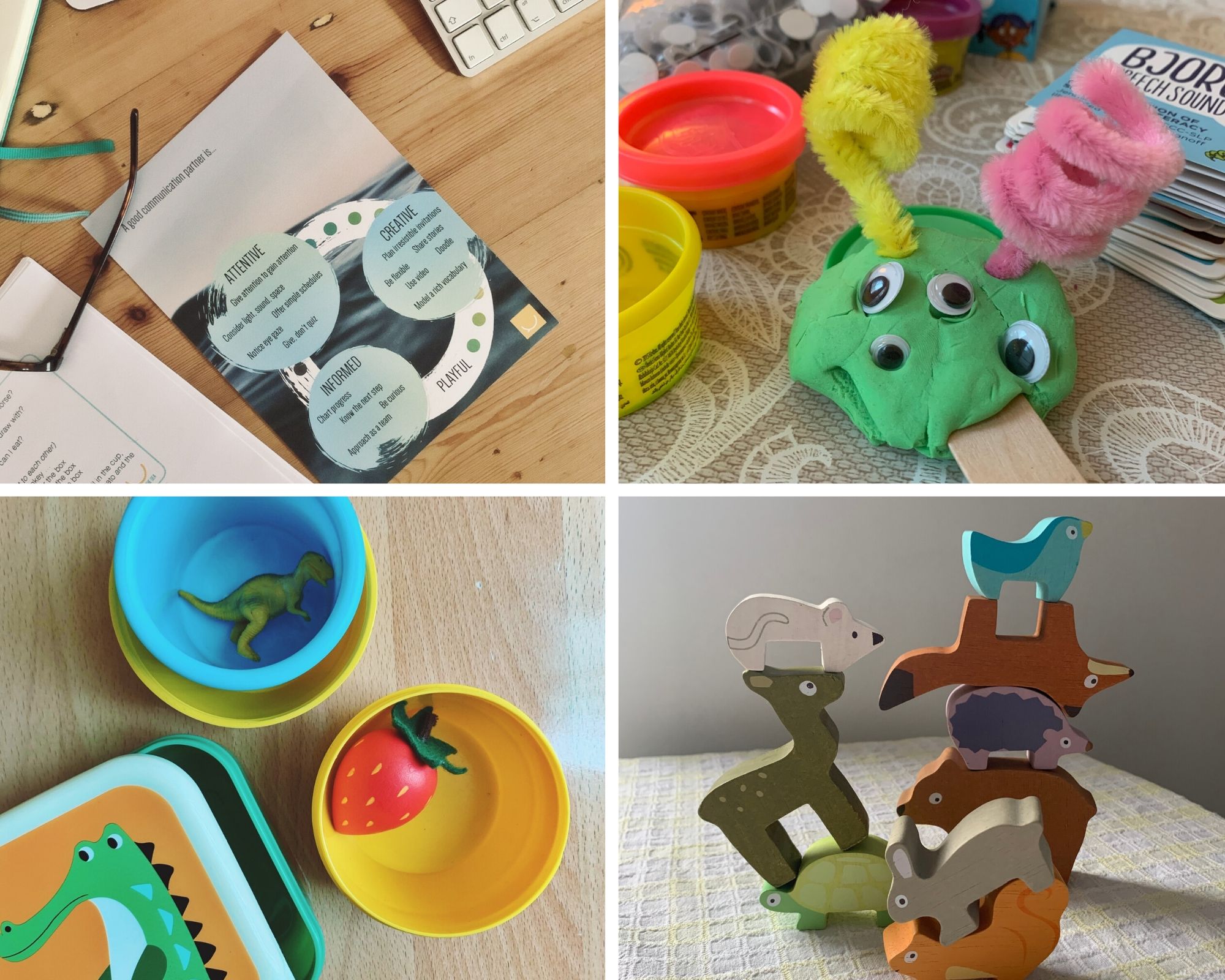Collage of 4 child's toys in a grid