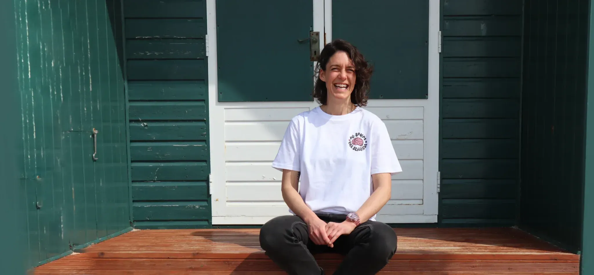 Bryony Rust sitting on a porch