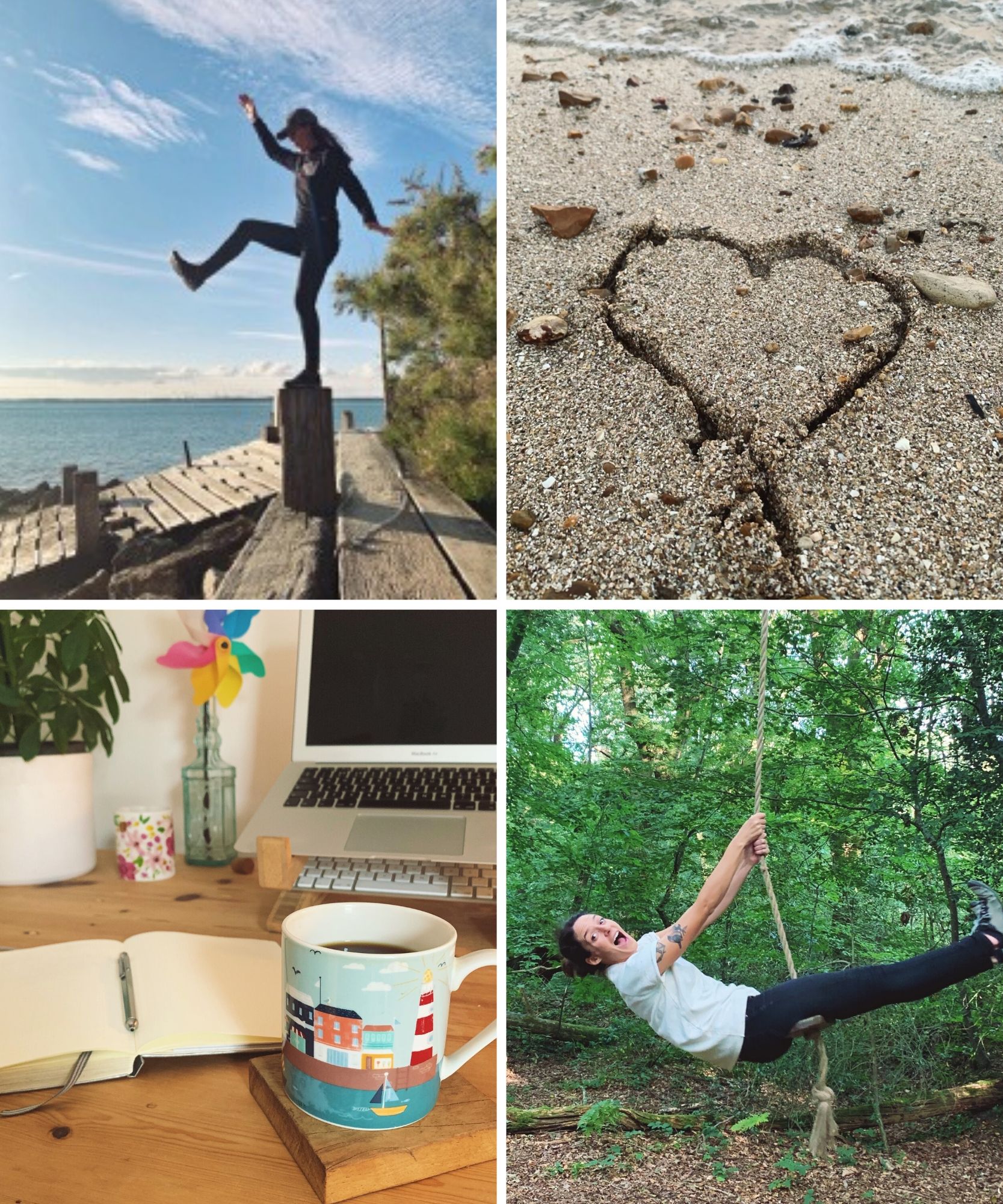 Collage of Bryony doing activities